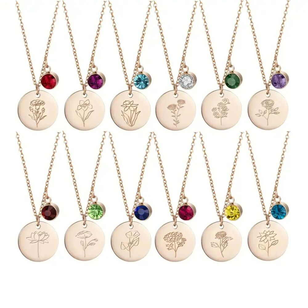 "September" Birth Flower & Glass Gem Pendant Necklace –Sapphire-Inspired Sparkle - Picture 3 of 5